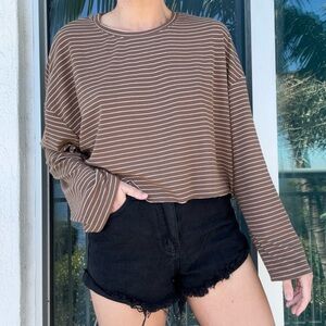 Dazy brown stripe crop top xl